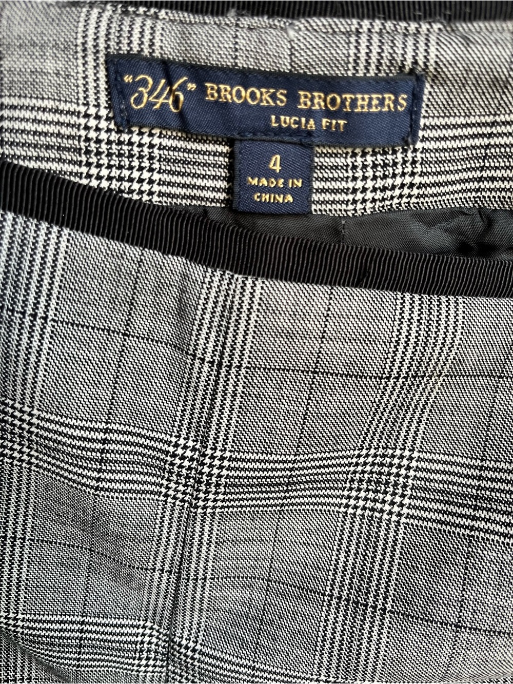 NWOT Sz 4 Brooks Bros 346 Women's Wool/spandex Lucia Fit Plaid Pants.Side Zip